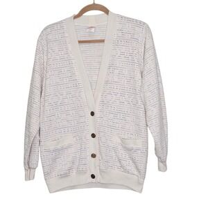 VINTAGE Graff California Wear Cream‎ Textured Knit Cardigan Sweater Button S